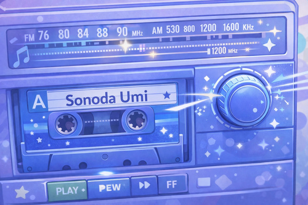 sonoda umi cassette tape blue color in retro radio idol theme
