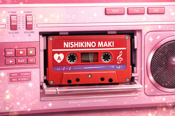 nishikino maki cassette tape red color in retro radio idol theme