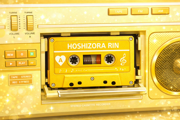hoshizora rin cassette tape yellow color in retro radio idol theme
