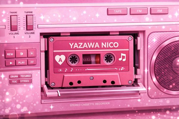 yazawa nico cassette tape pink color in retro radio idol theme