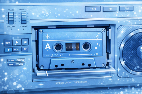 ayase eli cassette tape light blue color in retro radio idol theme